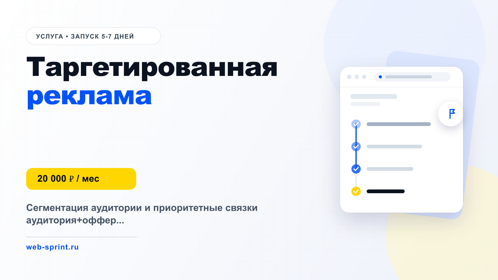 Таргетированная реклама — услуга ВебСпринт, 20 000 ₽ / мес